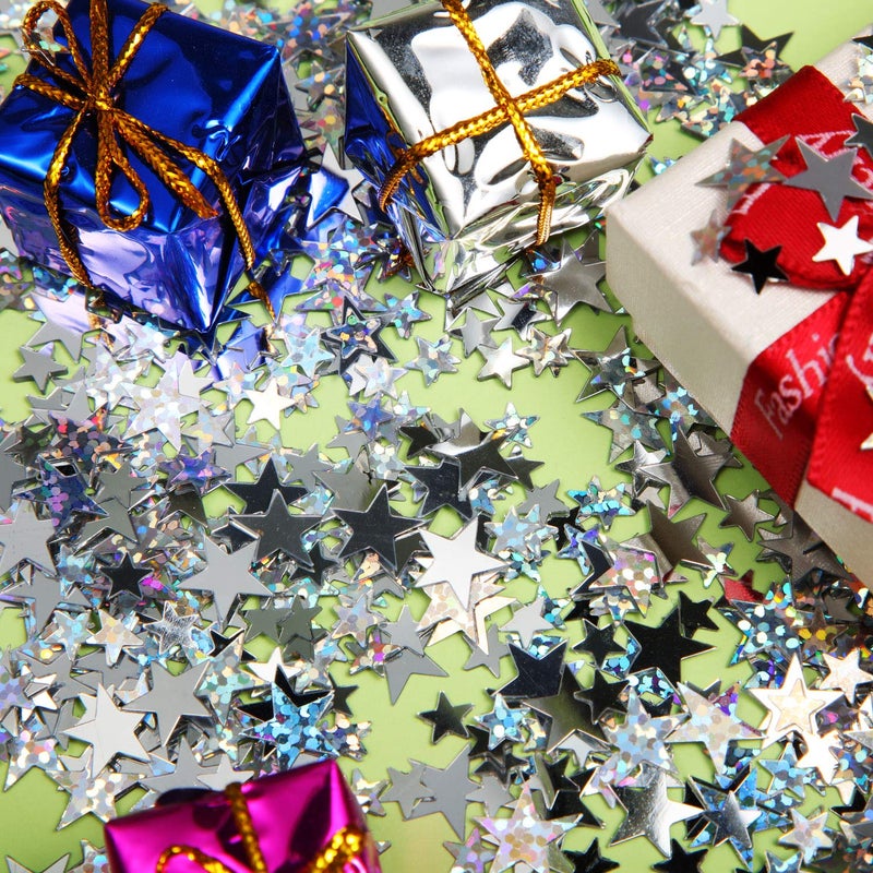 Hestya 60g Star Confetti Glitter Table Confetti Metallic Foil Stars for Christmas Party Wedding Festival Decorations(Silver Set,10mm and 6mm) - Image 4